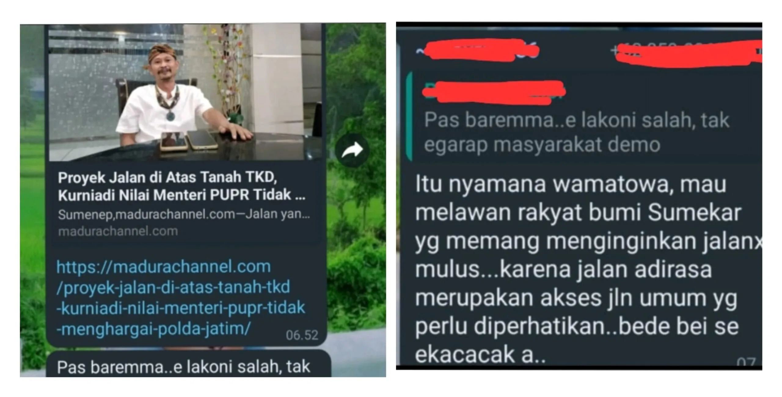 Foto : Tangkapan Layar Perbincangan Warga Perum Bumi Sumekar Asri (BSA) di WAG.